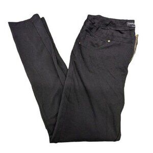 Bebe Black Stitch Logo Slim High Waist Zip Front Stretch Dress Pants Women's L